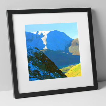 Winter Sunlight on Hindscarth Peak lake district fell art print in black frame