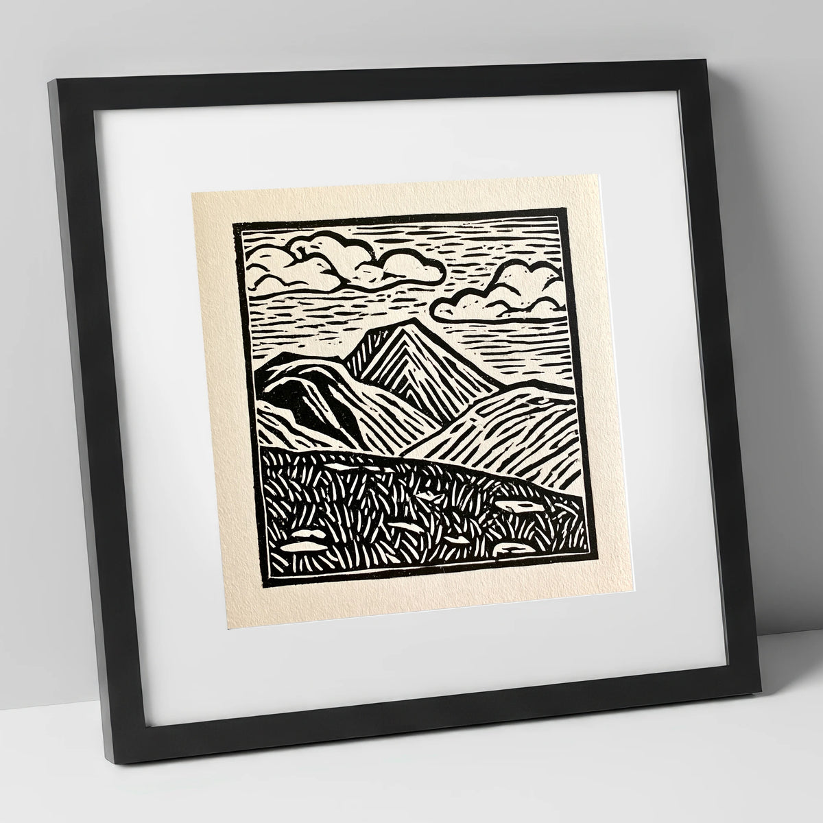 Great Gable In Monochrome lake district fell art print in black frame
