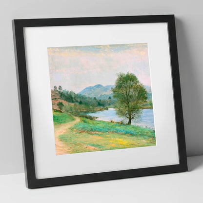 Tarn Hows in Spring Light lake district lake art print in black frame