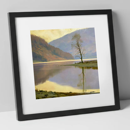 Lone Tree at Bassenthwaite Lake lake district lake art print in black frame