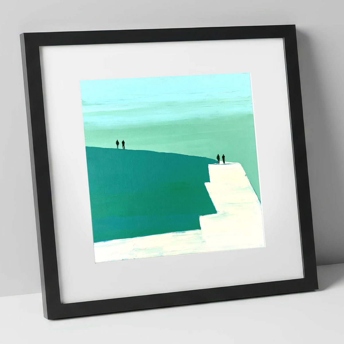 Teal Striding Edge Fell Walkers lake district walking art print in black frame