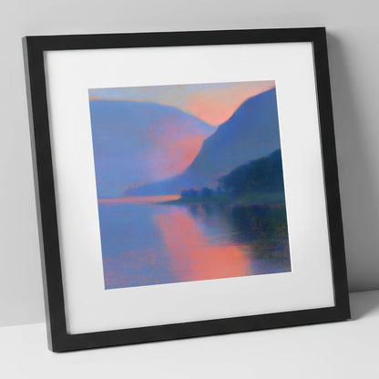 Twilight Lake and Indigo Fells lake district lake art print in black frame
