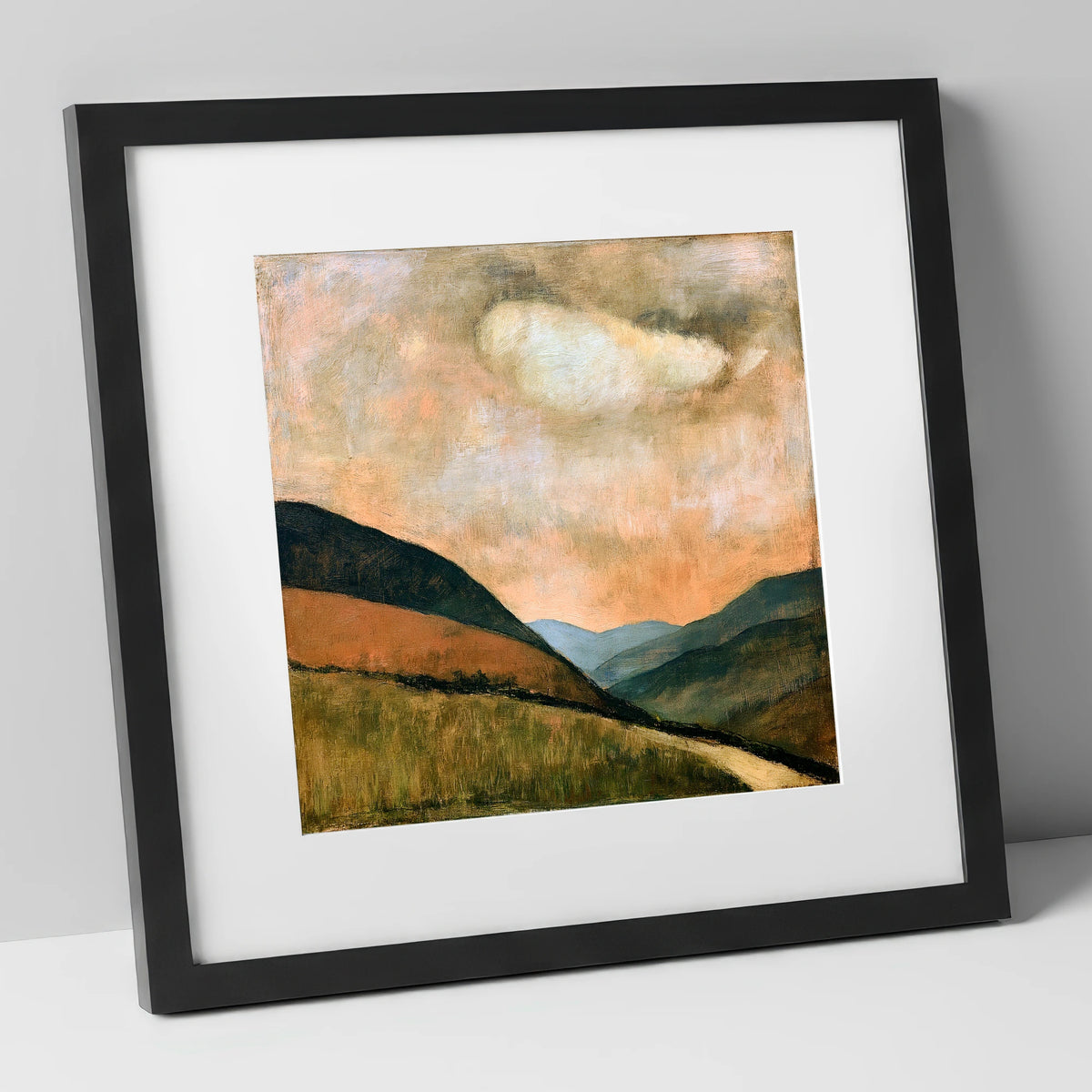 Rolling Fells Under Warm Cloud lake district fell art print in black frame