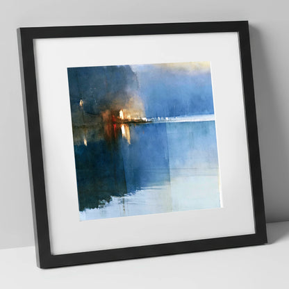Indigo Lake Shore at Dusk lake district lake art print in black frame