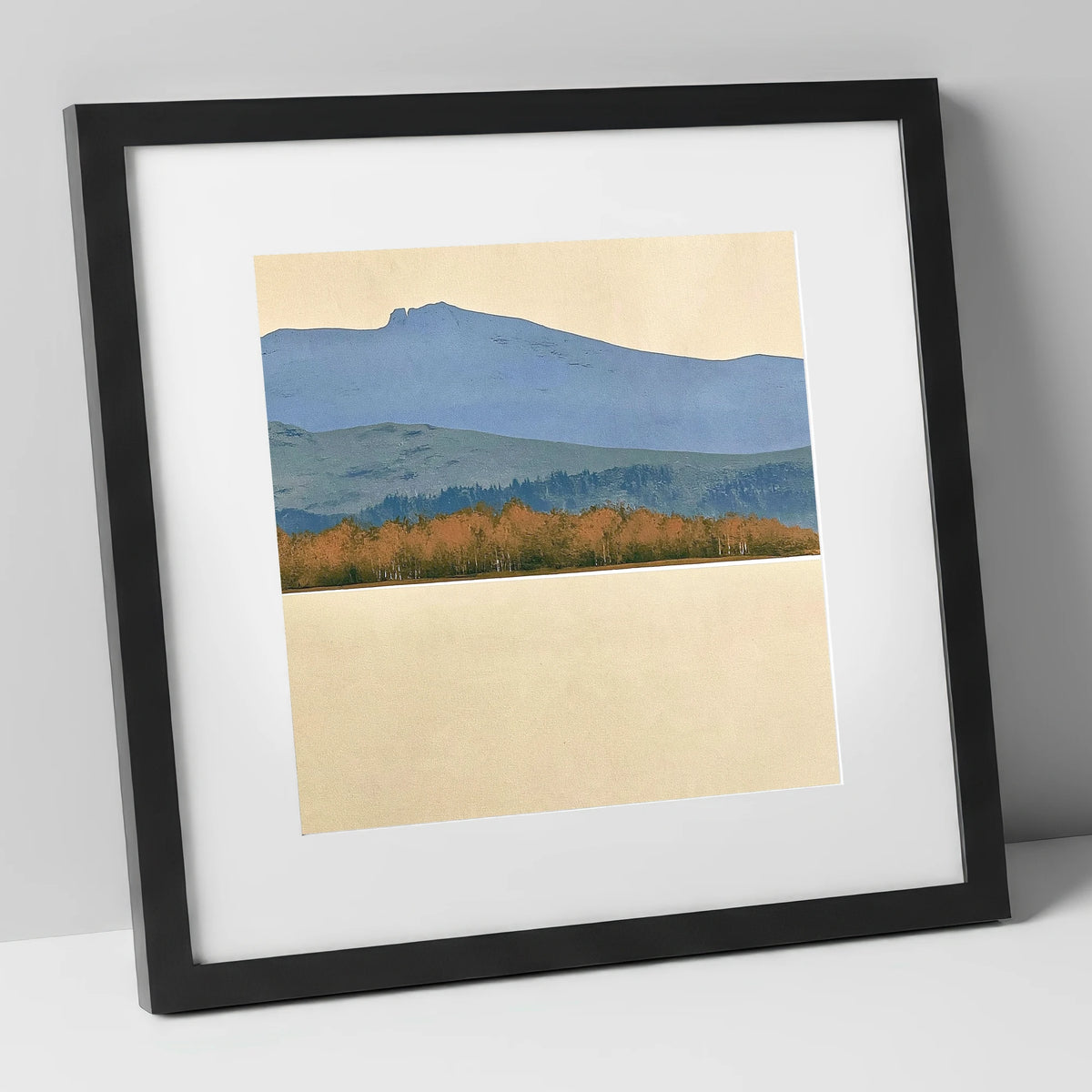 Windermere Autumn Woodland and Slate Fells lake district lake art print in black frame