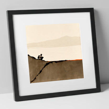 Walker on Blencathra Edge lake district fell art print in black frame