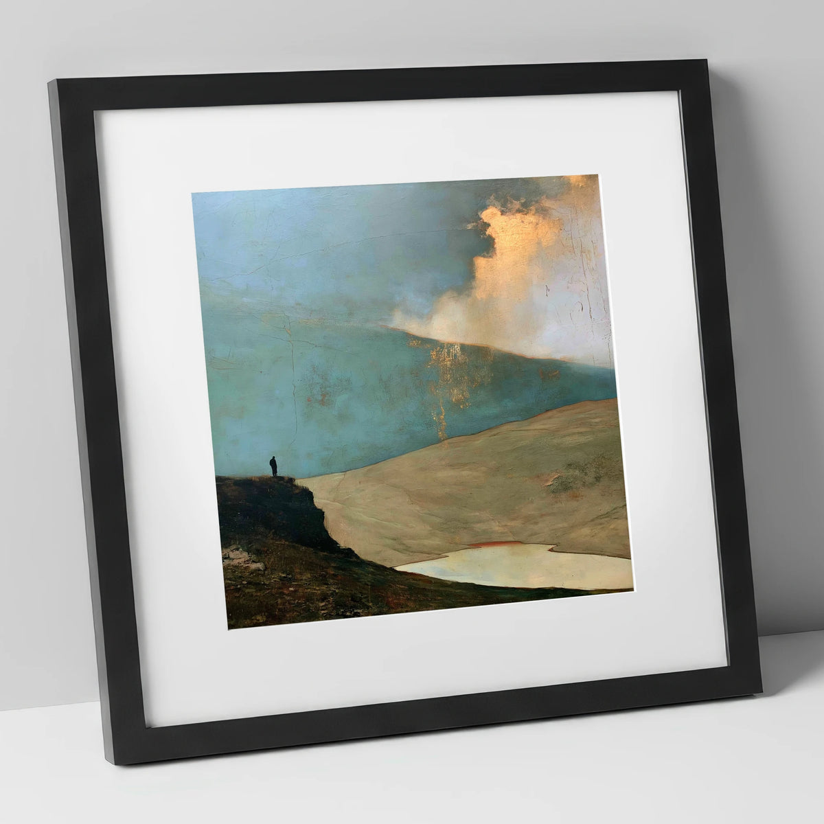 Helvellyn Beneath a Golden Cloud Break lake district fell art print in black frame