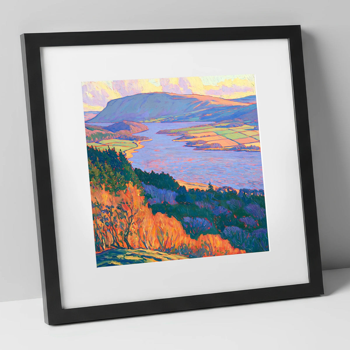 Vibrant Autumn Over Bassenthwaite Lake lake district lake art print in black frame