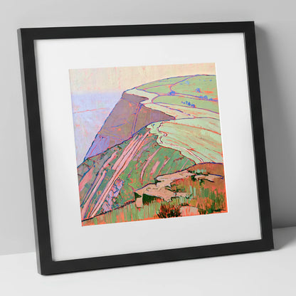 Mountain Ridge in Vivid Colour lake district fell art print in black frame