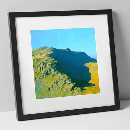 Thunacar Knott Ridge and Crags lake district fell art print in black frame