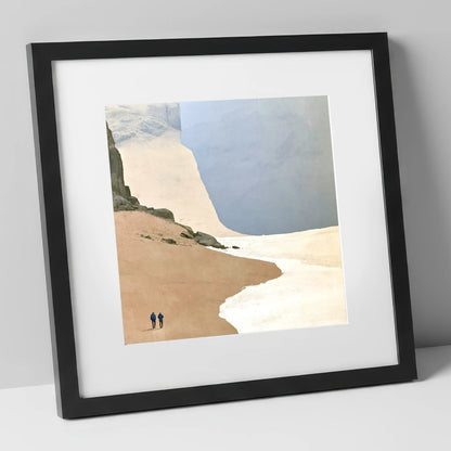 Fell Walkers Beneath Great Cliffs lake district fell art print in black frame