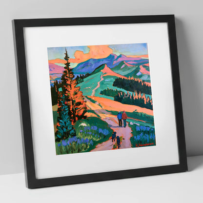 Vibrant Cat Bells Dog Walk gifts for dog walkers art print in black frame