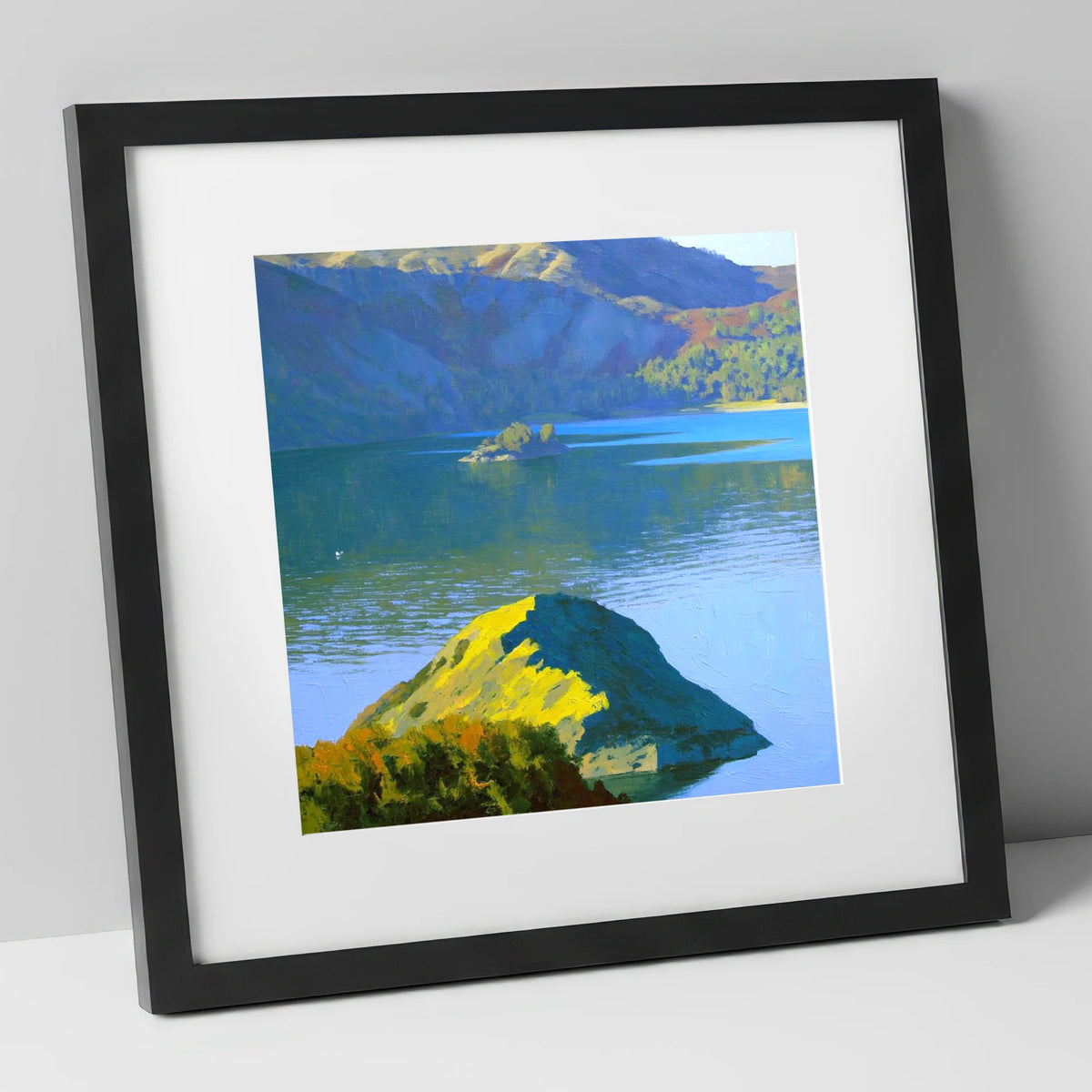 Sunlit Glenridding Dodd Crags lake district fell art print in black frame
