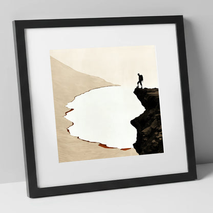 Helvellyn Edge Walker Silhouette lake district fell art print in black frame