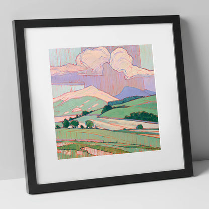 Vivid Fells Under Storm Clouds lake district sky art print in black frame
