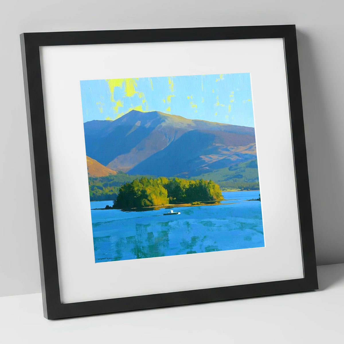Vibrant Skiddaw Above Derwentwater lake district fell art print in black frame