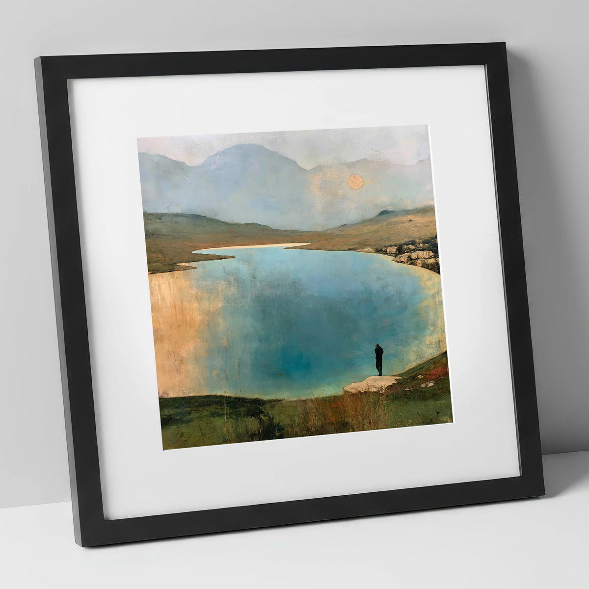 Golden Sun Over Innominate Tarn lake district fell art print in black frame