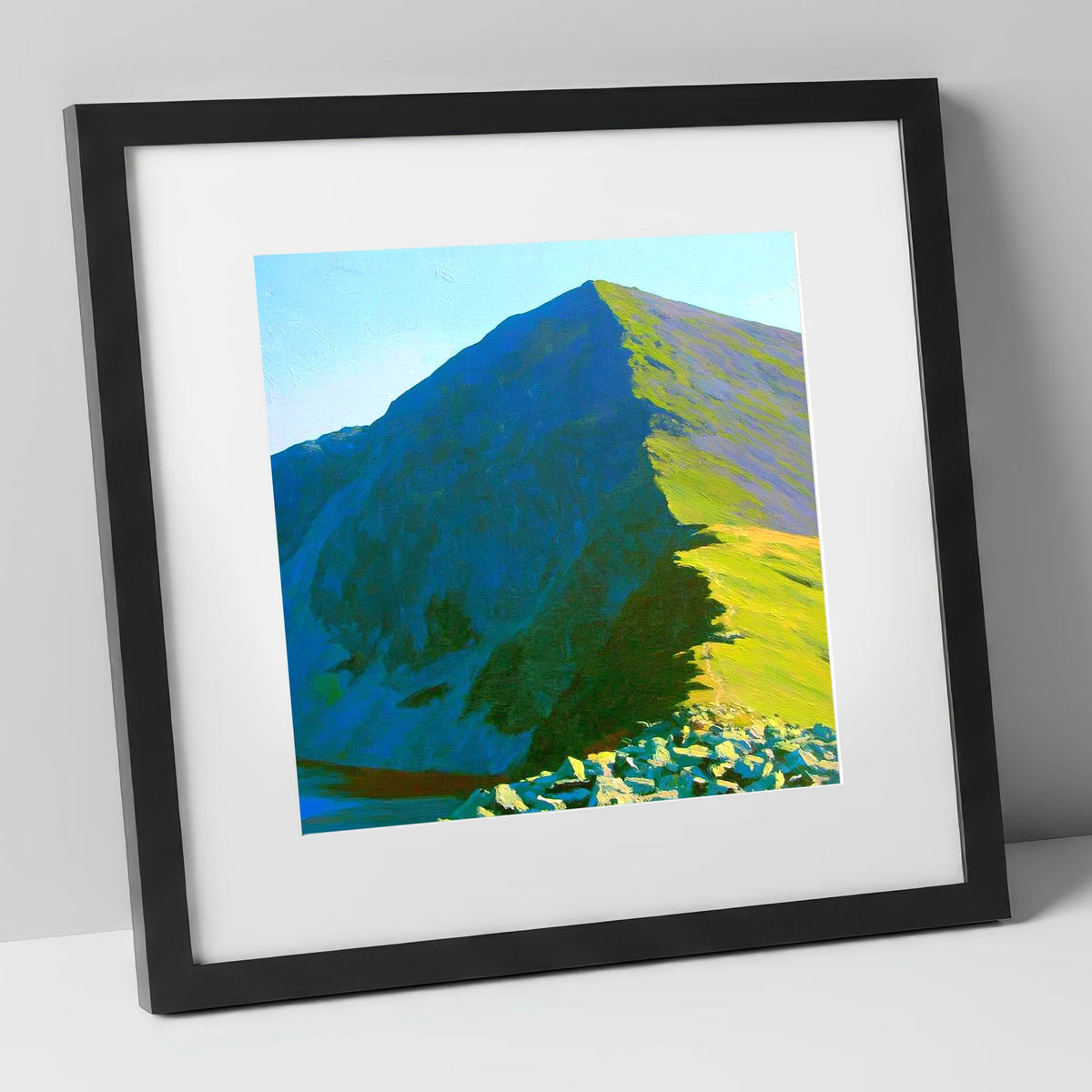 Sunlit Ridge of Ill Bell lake district fell art print in black frame