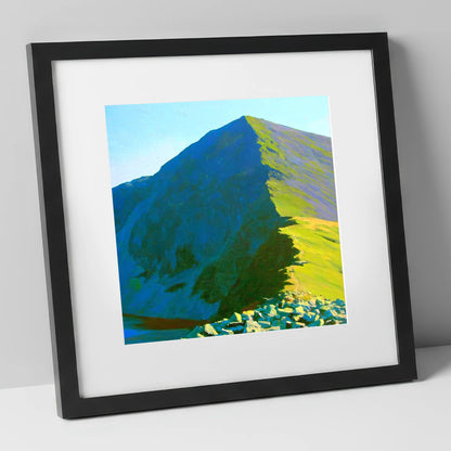 Sunlit Ridge of Ill Bell lake district fell art print in black frame