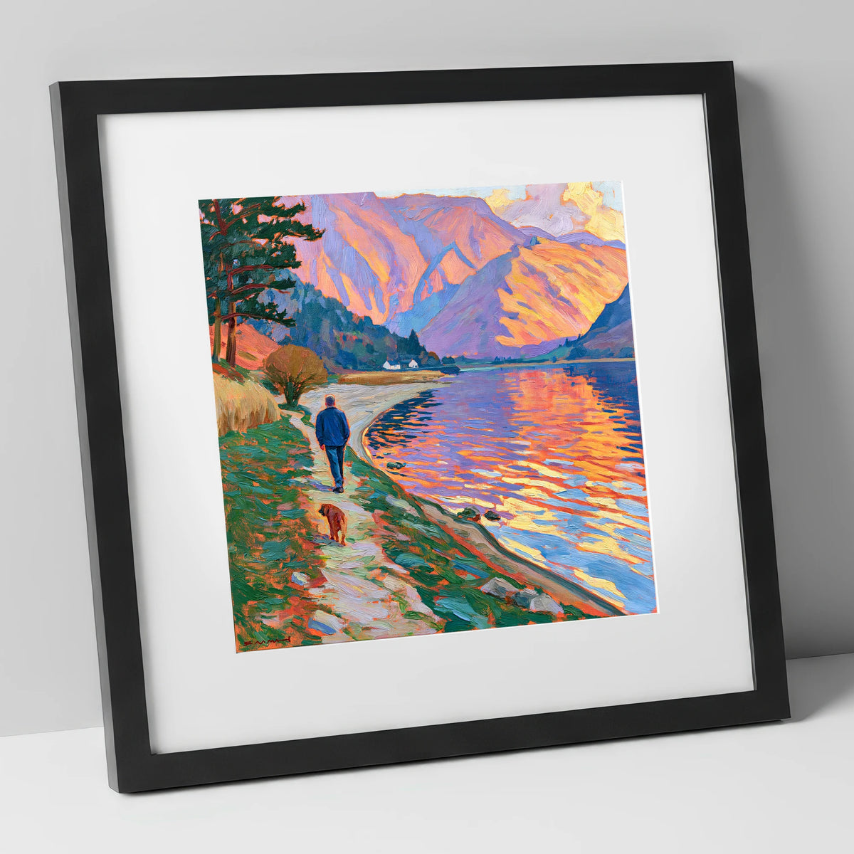 Vivid Glenridding Dog Walk gifts for dog walkers art print in black frame