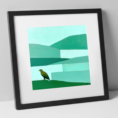 Golden Eagle Over Teal Fells lake district wildlife art print in black frame