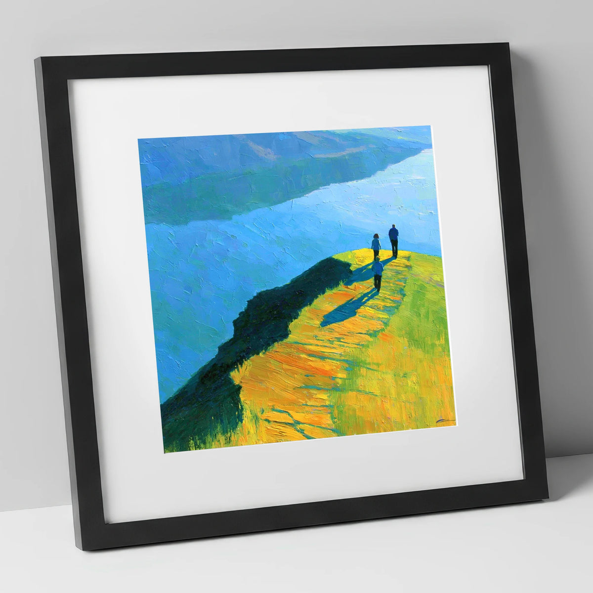 Radiant Ridge Walk Overlooking Blue Lake lake district fell art print in black frame