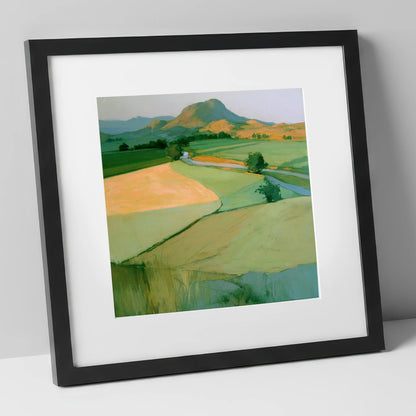 Valley Fells in Golden Light lake district sky art print in black frame
