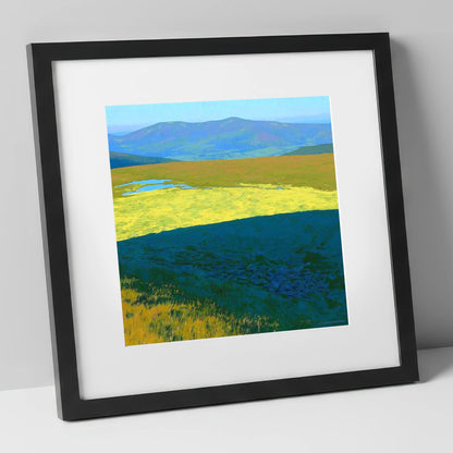 Sunlit Plateau on Mungrisdale Common lake district fell art print in black frame