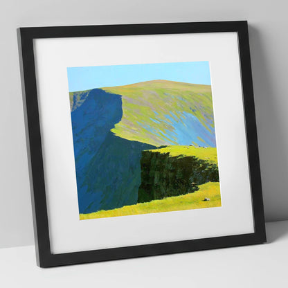 Sunlit Ridge at Rampsgill Head lake district fell art print in black frame