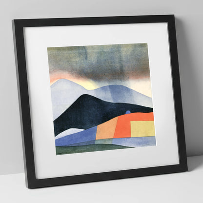 Abstract Fells Under Storm Clouds lake district sky art print in black frame