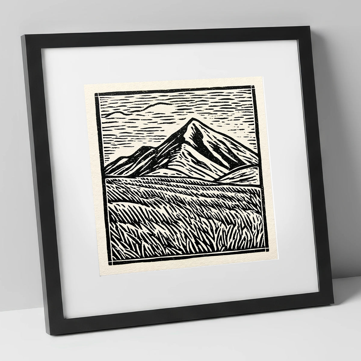 Bold Skiddaw in Monochrome lake district fell art print in black frame