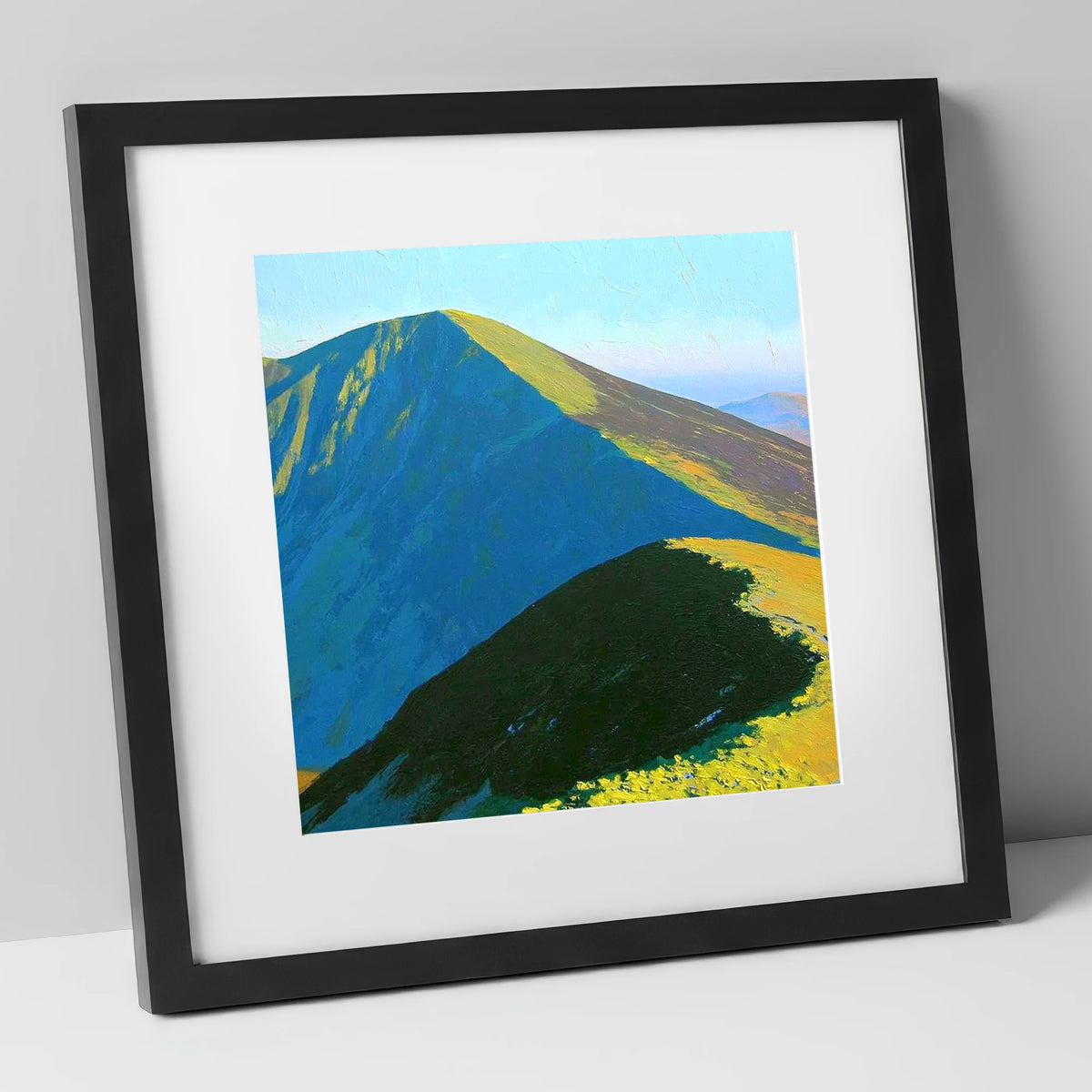 Grisedale Pike in Vibrant Sunlight lake district fell art print in black frame