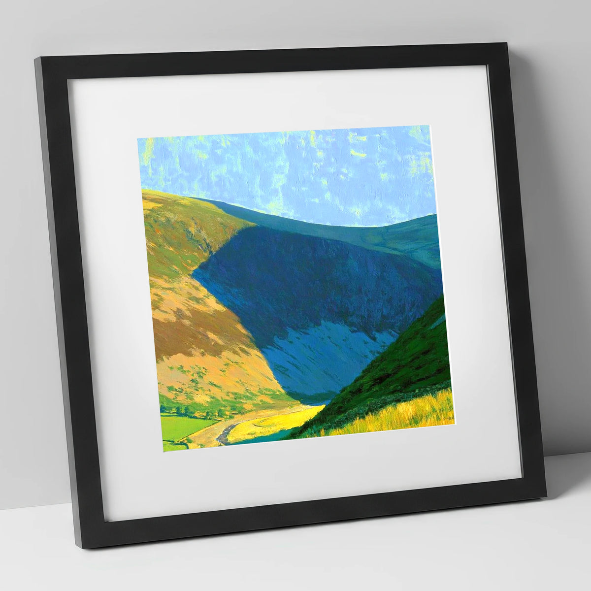 Carrock Fell Ridge in Sunlight lake district fell art print in black frame