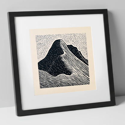 Great Gable Graphic Contours lake district fell art print in black frame