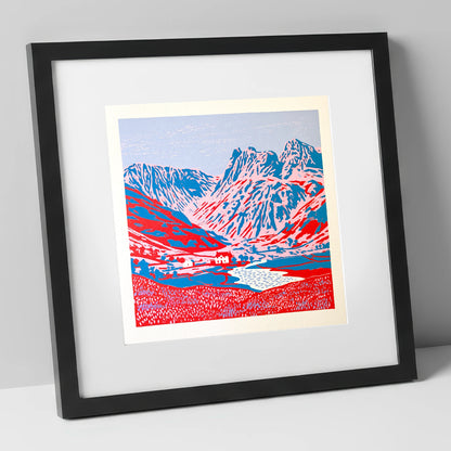 Vibrant Great Langdale Valley lake district valley art print in black frame