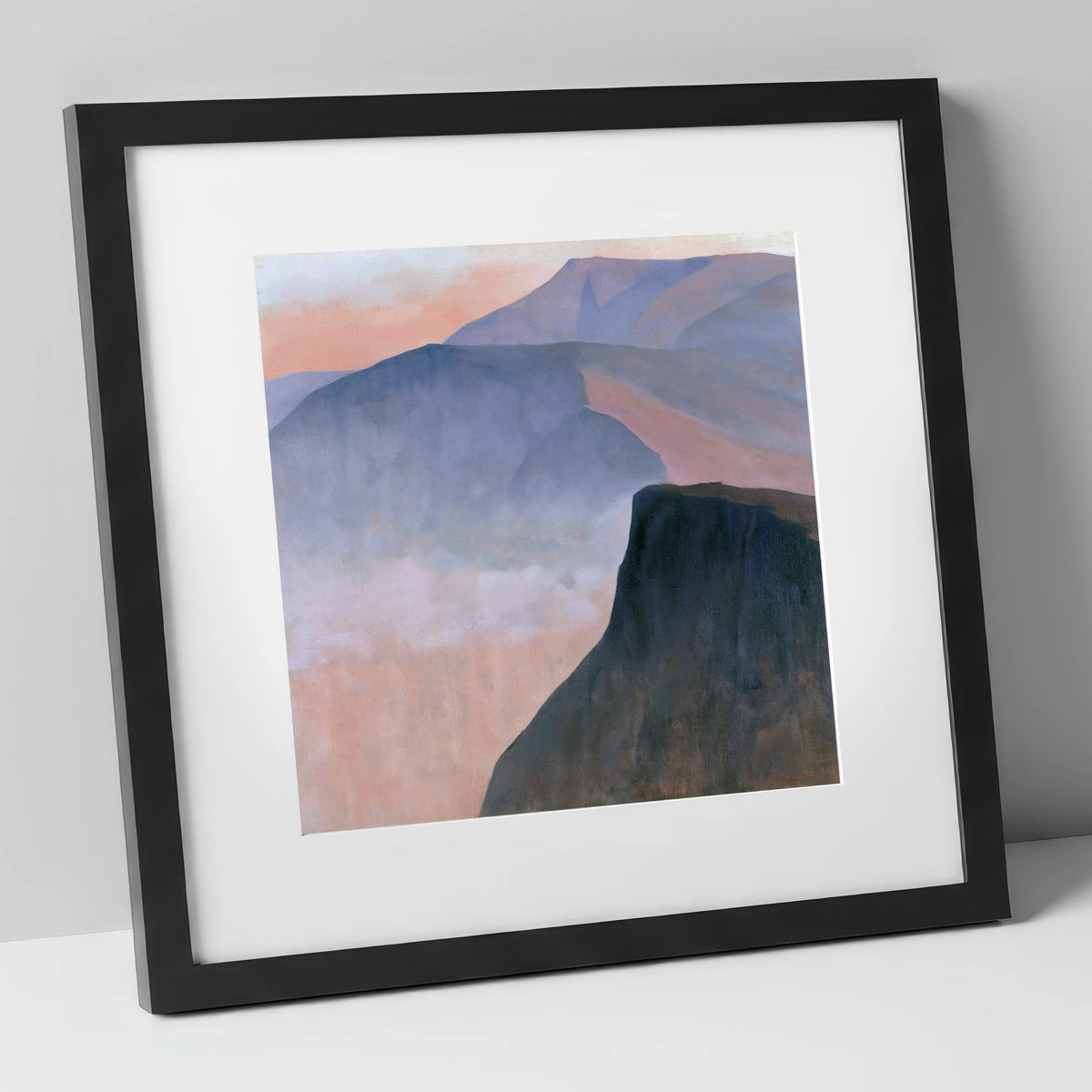 Mountain Ridge in Pastel Mist lake district fell art print in black frame