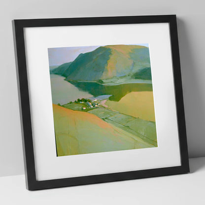Glenridding from Above Ullswater lake district village art print in black frame