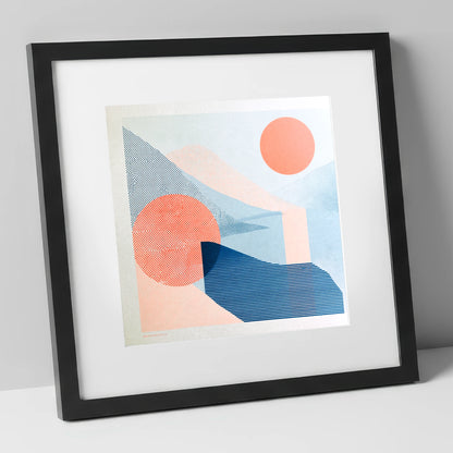 Ennerdale Valley Geometric Abstract lake district valley art print in black frame