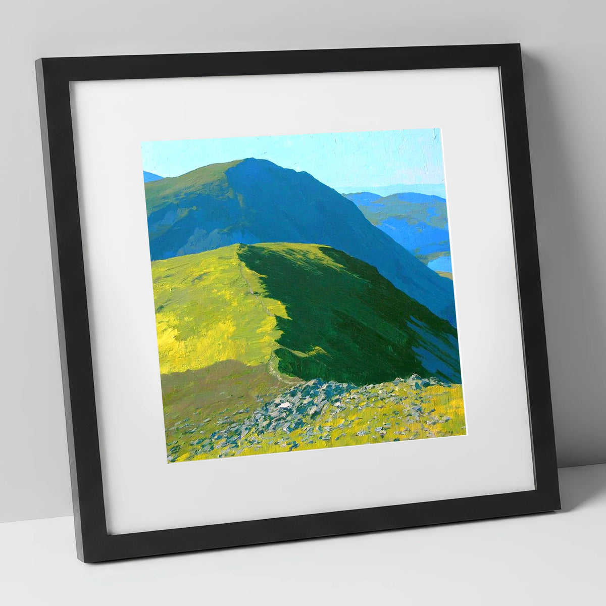 The Knott Ridge Path in Sunlight lake district fell art print in black frame