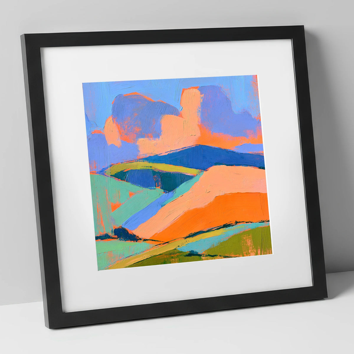 Rolling Fells in Vivid Colour lake district fell art print in black frame
