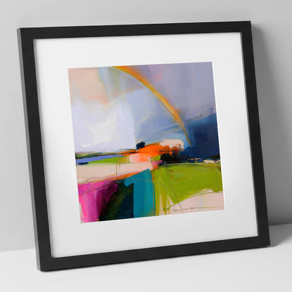 Vibrant Rainbow After Lakeland Rain lake district sky art print in black frame