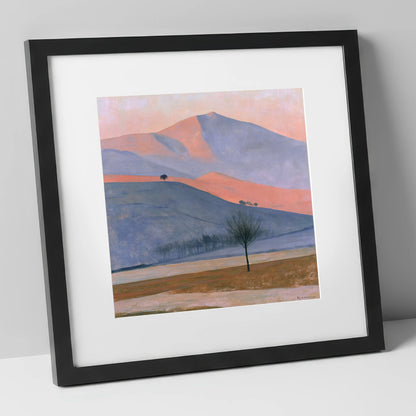 Golden Evening Light on Fells lake district sky art print in black frame