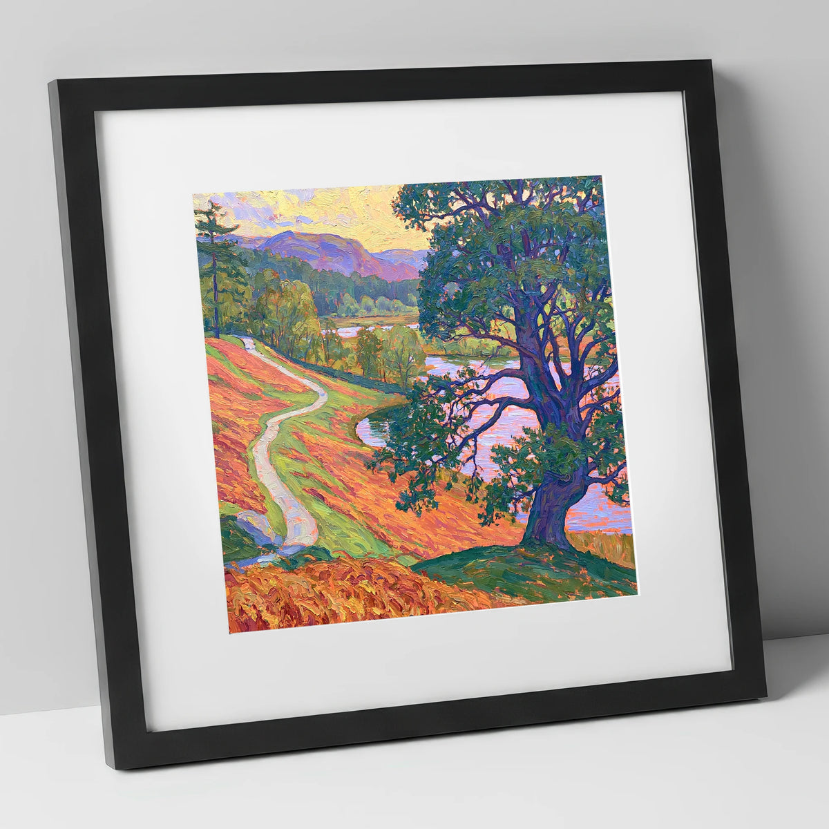 Vibrant Path at Tarn Hows lake district lake art print in black frame