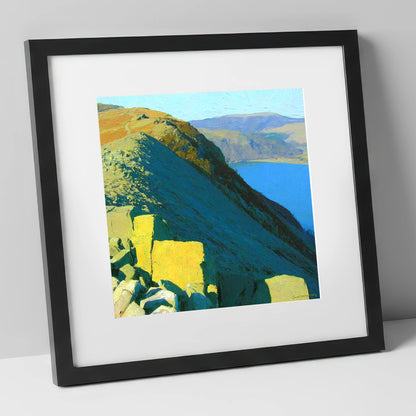 Sunlight on St Sunday Crag lake district fell art print in black frame