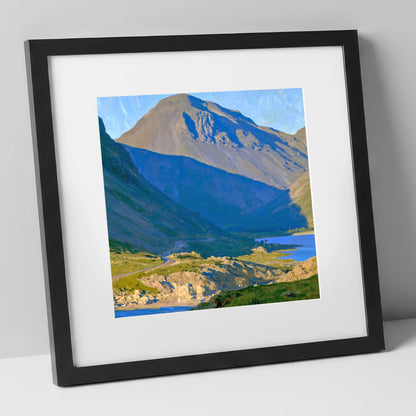 Sunlit Road to Great Gable lake district fell art print in black frame