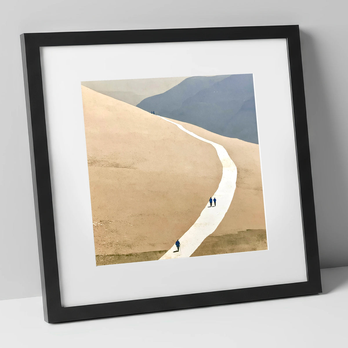 Winding Path across the Ochre Fells lake district walking art print in black frame