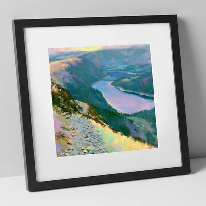 Vivid Thirlmere From Helvellyn Path lake district lake art print in black frame