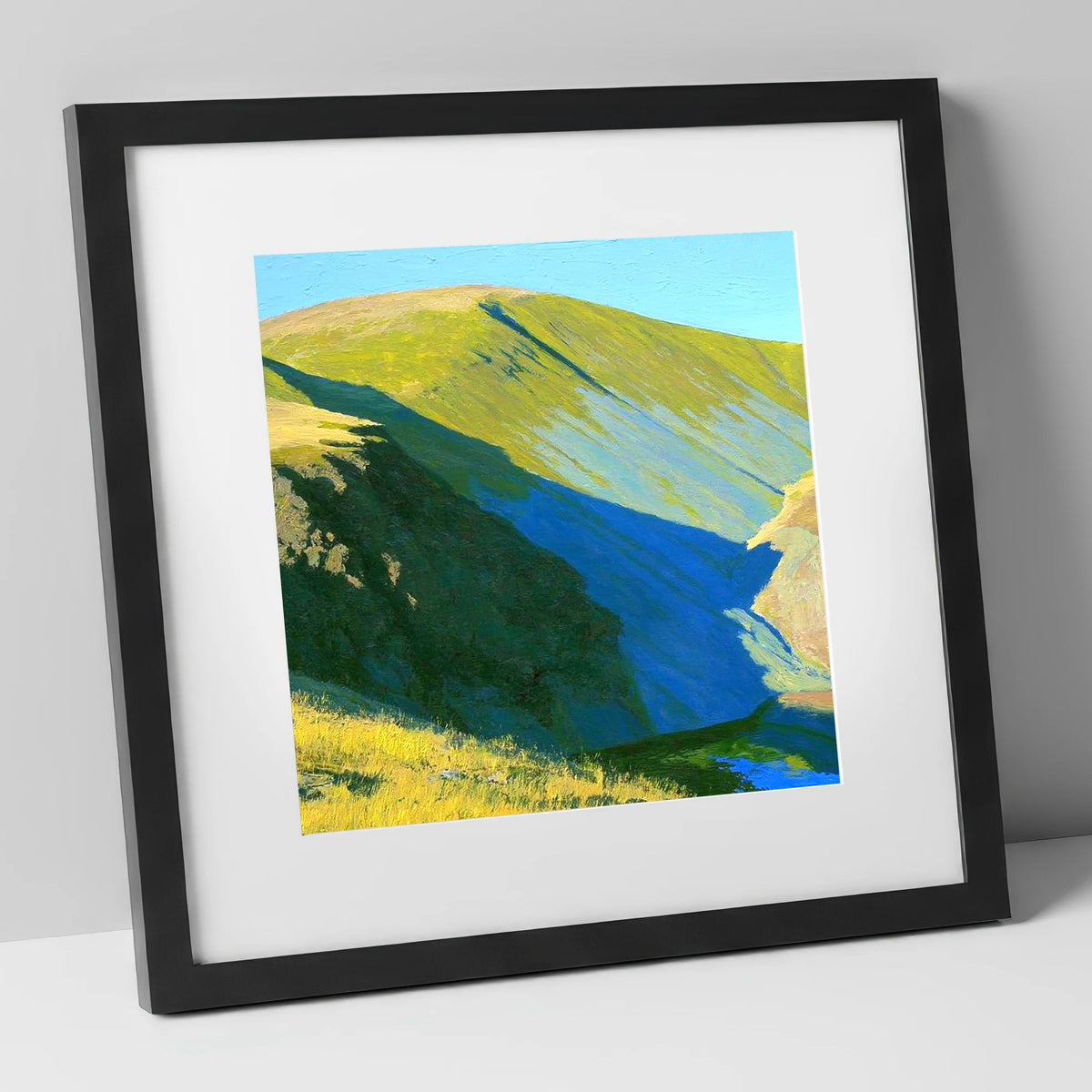 Sunlit Slopes of Stybarrow Dodd lake district fell art print in black frame