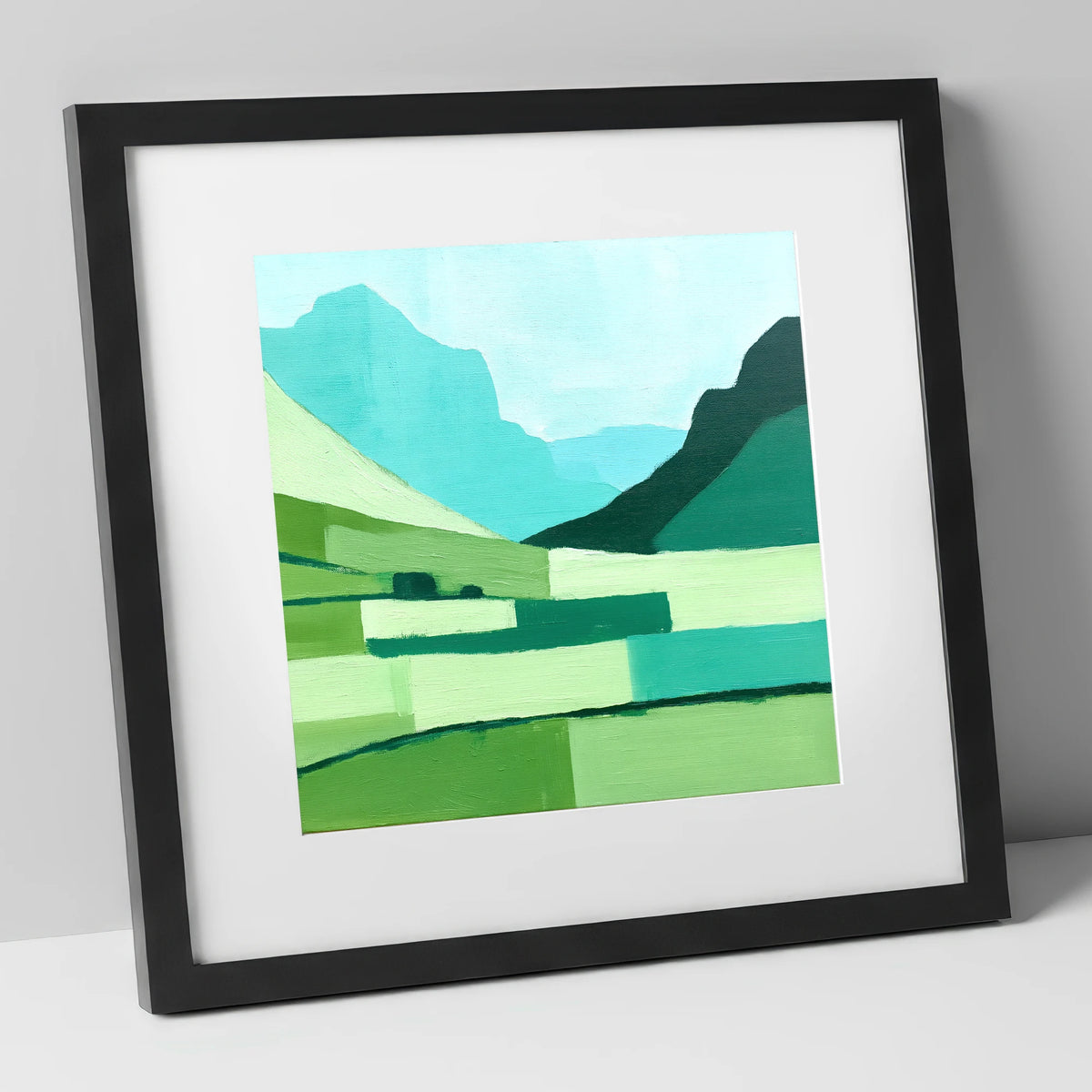 Abstract Great Langdale Valley lake district valley art print in black frame