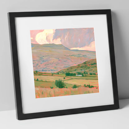 Pastel Storm Clouds Over Fells lake district sky art print in black frame